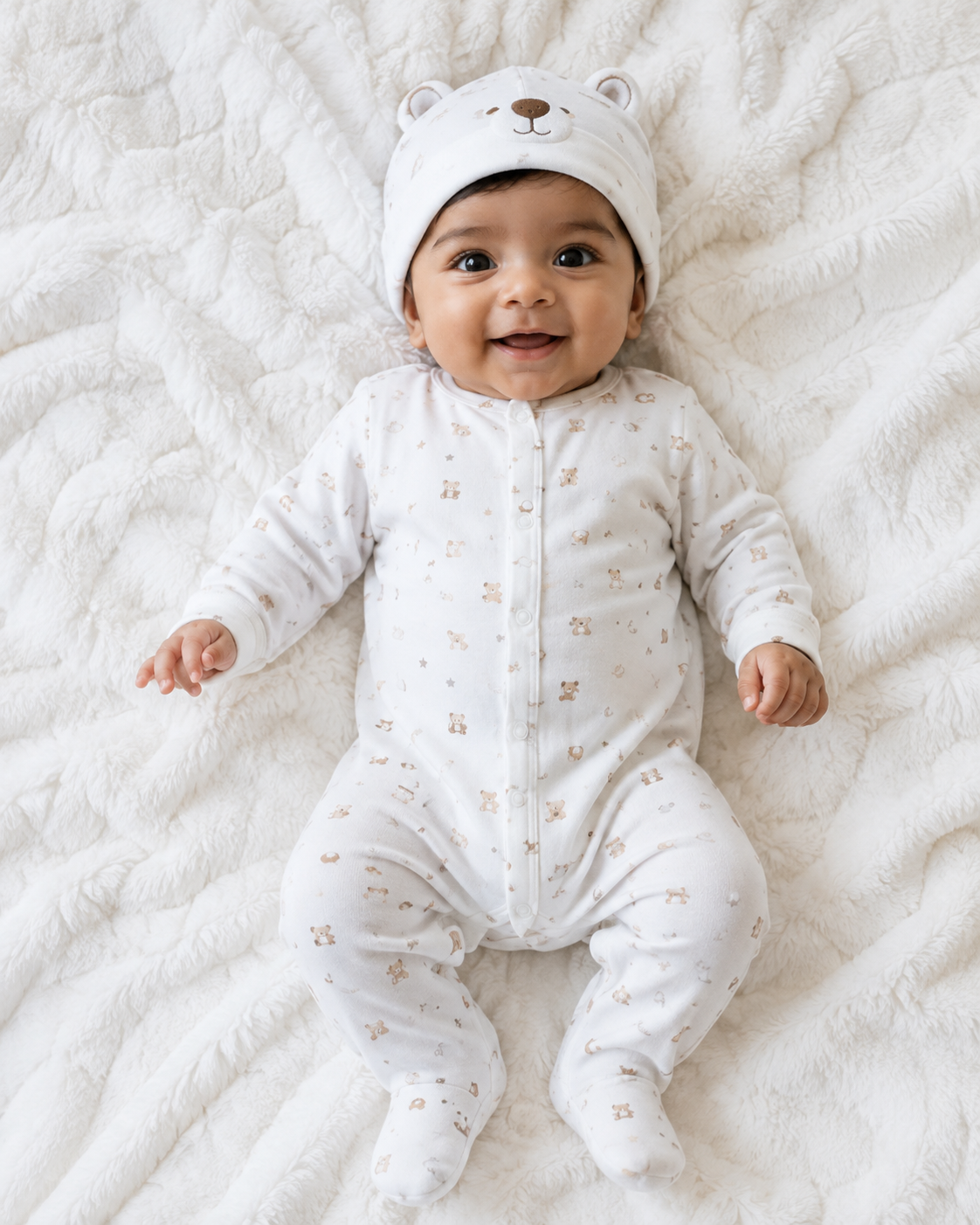 Cozy White Bear Romper 